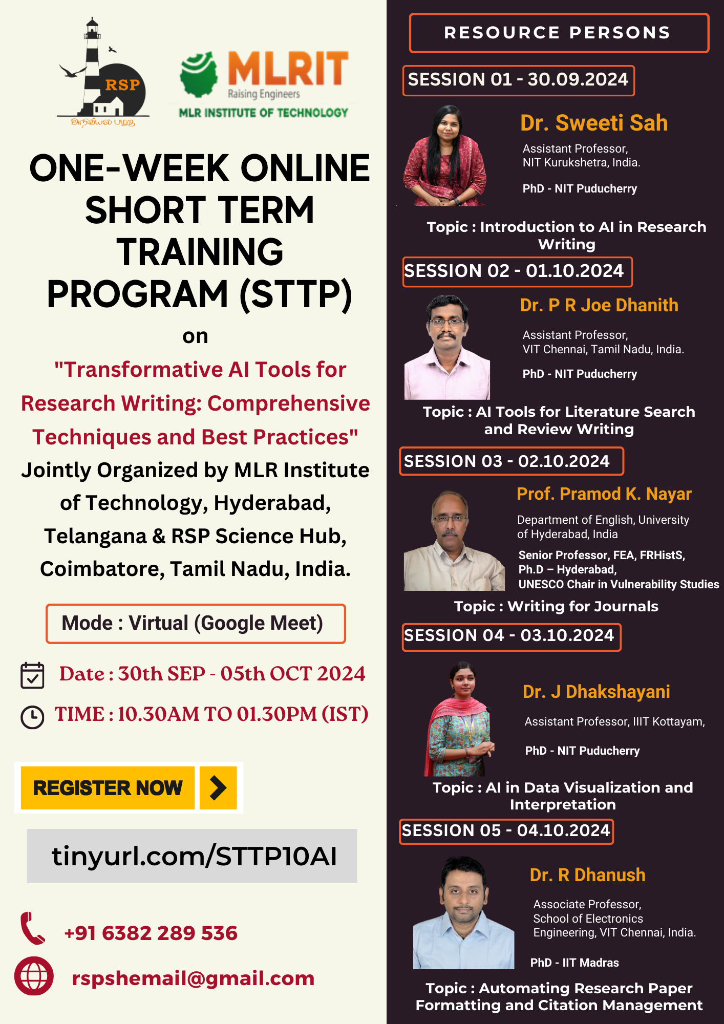 STTP on "Transformative AI Tools for Research Writing: Comprehensive Techniques and Best Practices" 2024